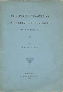 Fajnépességi viszonyaink az erdélyi részek körül 1890-1900. években