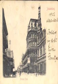 képeslap- Johannesburg, Prithard Street (Bp-re címezett lap) 1903