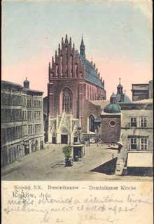 képeslap- Kraków, dnia  /Dominikaner Kirche Polska, Krakkó